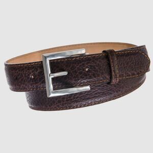 Links and Kings Men's Brown Leather American Bison Belt Size 40